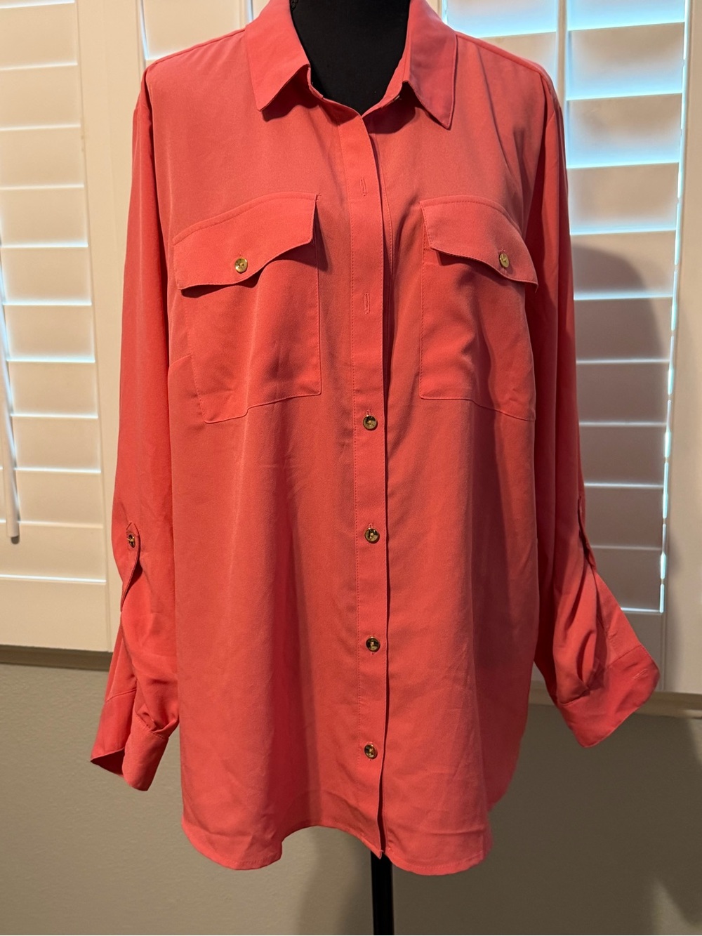 Charter Club Coral Button-Front Utility Shirt